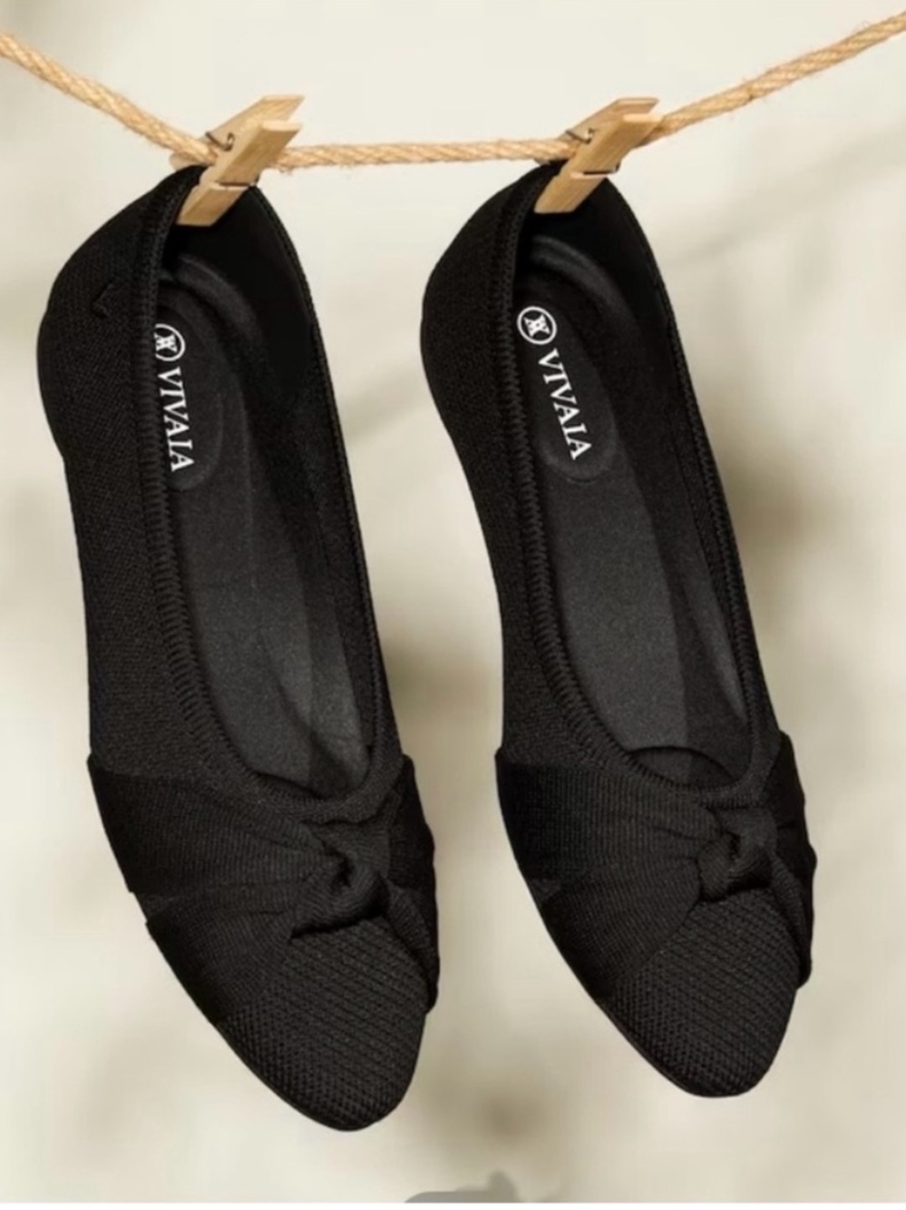 VIVAIA Bibi Women's Black Knotted Ballet Flats Size 41